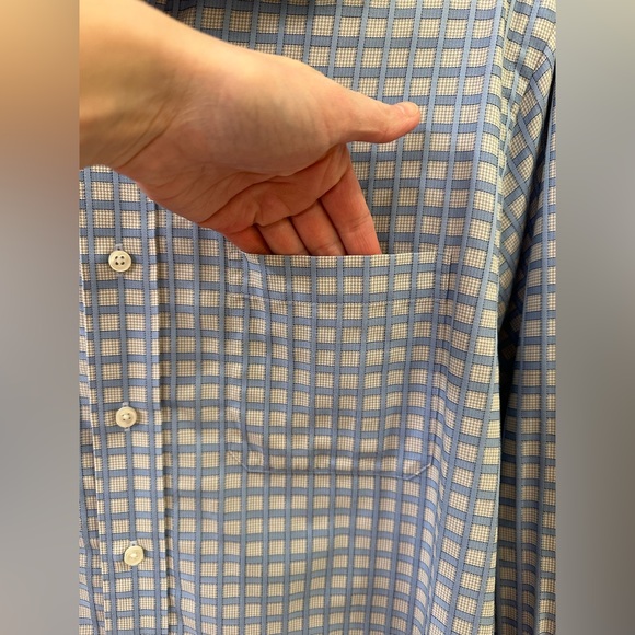 Neiman Marcus Trim Fit 16 34/35 80’s 2-Ply 100% Cotton Blue Windowpane Shirt - Picture 3 of 10